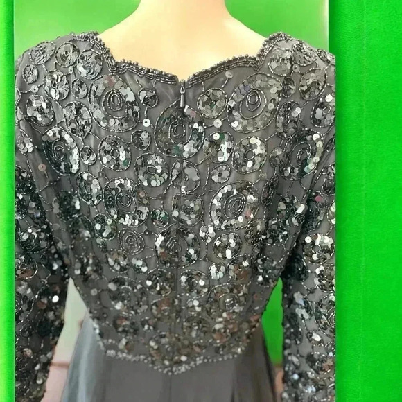 80s Cocktail Dress with Sequin beaded cocktail Black Size M/L - Picture 6 of 10